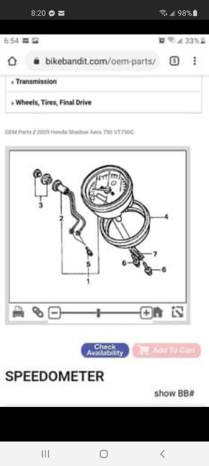 speedo cushion gasket  honda shadow aero 750 aero 750 honda shadow